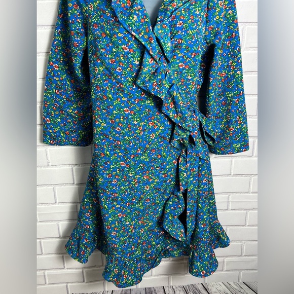 ALISON ANDREWS Floral Ruffle Wrap Dress/size L - Picture 4 of 10